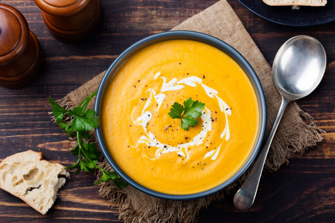 Pumpkin, ginger and coconut soup