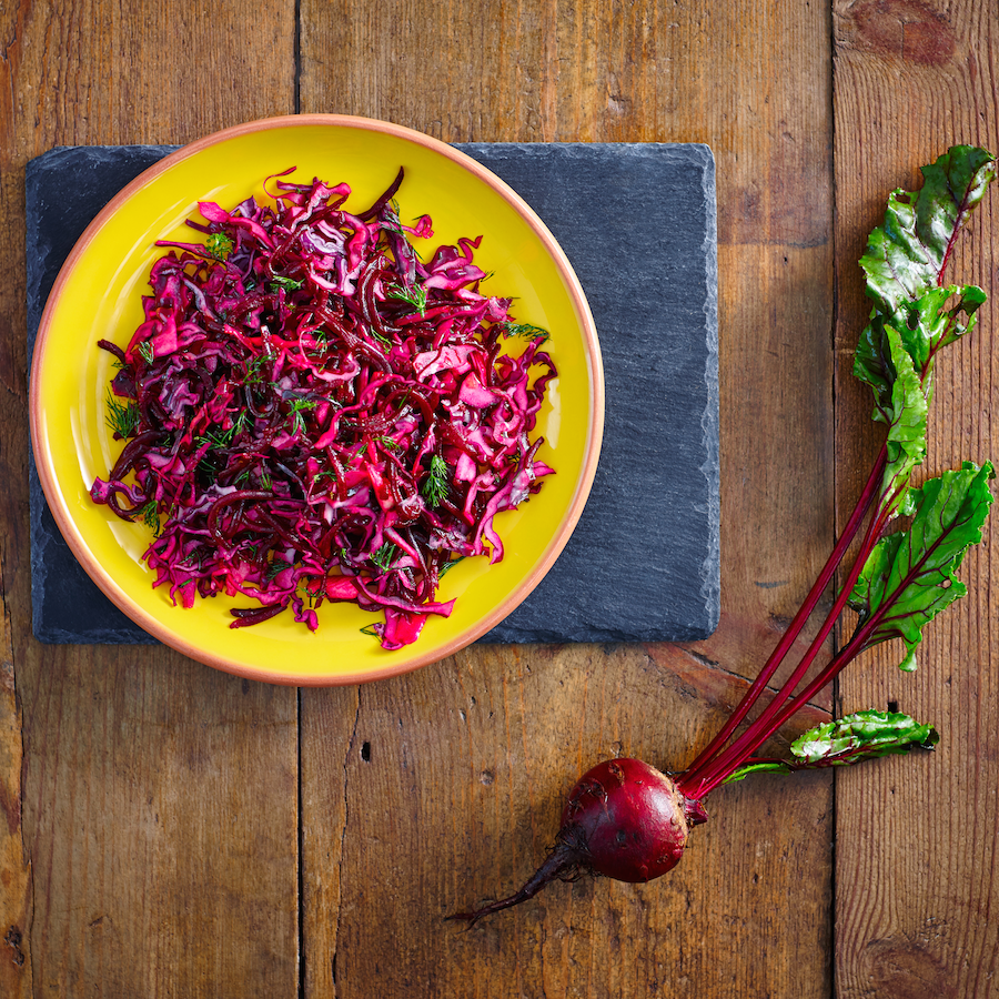Red cabbage and beetroot salad